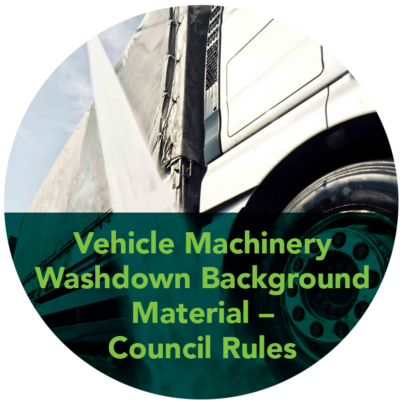 Vehicle and Machinery Washdown   Background Material and Council Rules splotch