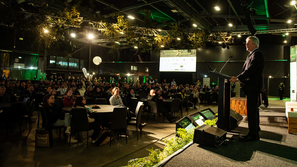 Hon Damien O'Connor speaking at the 2021 horticulture conference at Mystery Creek.