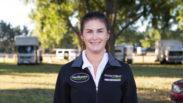 Erin Atkinson, pictured here in 2017, was the first woman to win the national title of Young Grower of the Year. 