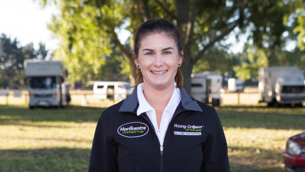 Erin Atkinson, pictured here in 2017, was the first woman to win the national title of Young Grower of the Year.