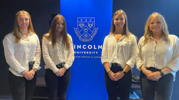 Lincoln University team from L to R Kate Sims, Grace Mainwaring, Grace Moscrip, and Emma Ritchie came in third place