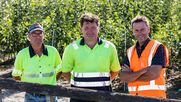 Waikato production manager, Tony Graham (left), Waikato operations manager, Brad Cooper and Derek Edwards.
